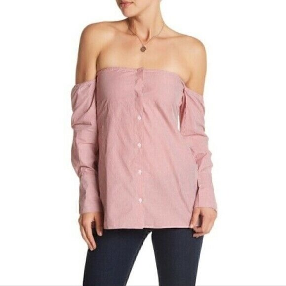 NEW Walter Baker Blouse Size Small Red MSRP $138 Women’s Off The Shoulder - Picture 1 of 8